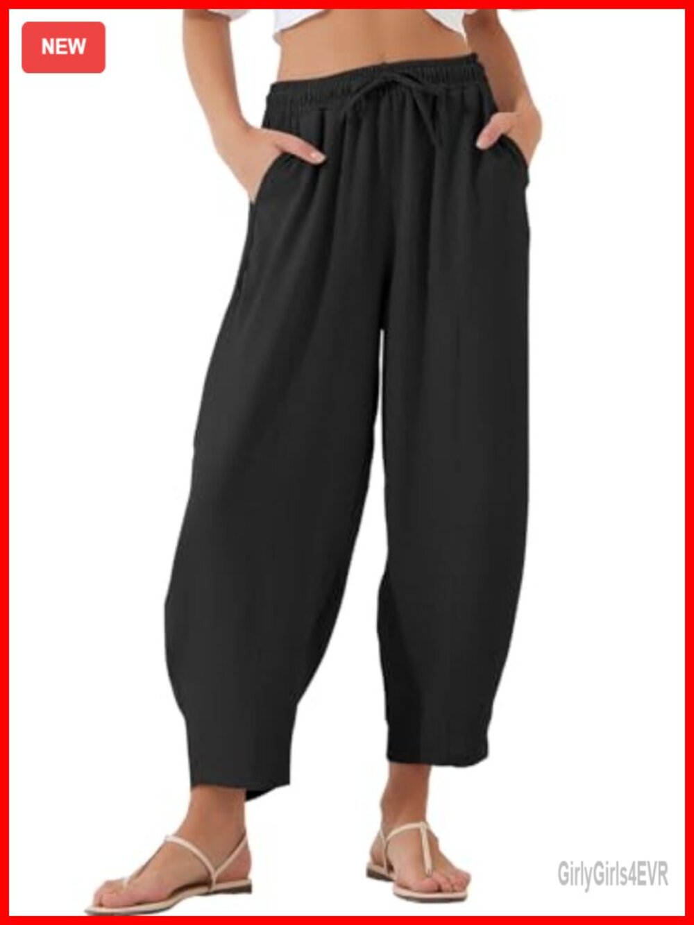 Women's High Waisted Wide Leg Palazzo Trousers Relaxed Fit Drawstring Elastic